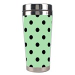 Polka Dots - Black on Celadon Green Stainless Steel Travel Tumbler