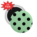 Polka Dots - Black on Celadon Green 2.25  Magnet (10 pack)