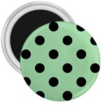 Polka Dots - Black on Celadon Green 3  Magnet