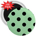 Polka Dots - Black on Celadon Green 3  Magnet (100 pack)