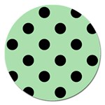 Polka Dots - Black on Celadon Green Magnet 5  (Round)