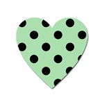 Polka Dots - Black on Celadon Green Magnet (Heart)