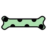 Polka Dots - Black on Celadon Green Magnet (Dog Bone)