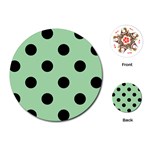 Polka Dots - Black on Celadon Green Playing Cards (Round)