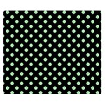 Polka Dots - Celadon Green on Black Double Sided Flano Blanket (Small)