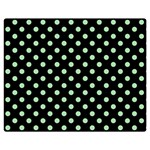 Polka Dots - Celadon Green on Black Double Sided Flano Blanket (Medium)