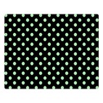 Polka Dots - Celadon Green on Black Double Sided Flano Blanket (Large)