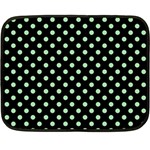 Polka Dots - Celadon Green on Black Fleece Blanket (Mini)