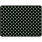 Polka Dots - Celadon Green on Black Fleece Blanket (Large) (One Side)