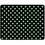 Polka Dots - Celadon Green on Black Fleece Blanket (Medium) (One Side)