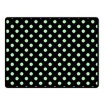 Polka Dots - Celadon Green on Black Fleece Blanket (Small) (One Side)