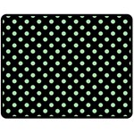 Polka Dots - Celadon Green on Black Double Sided Fleece Blanket (Medium) (Two Sides)