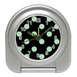 Polka Dots - Celadon Green on Black Desk Alarm Clock