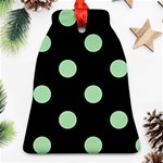 Polka Dots - Celadon Green on Black Ornament (Bell)