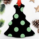 Polka Dots - Celadon Green on Black Ornament (Christmas Tree)