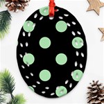 Polka Dots - Celadon Green on Black Ornament (Bell) Ornament (Oval Filigree)