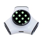 Polka Dots - Celadon Green on Black Portable USB Hub (One Side)