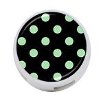 Polka Dots - Celadon Green on Black 4-Port USB Hub (One Side)