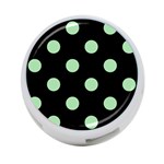 Polka Dots - Celadon Green on Black 4-Port USB Hub (Two Sides)