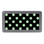 Polka Dots - Celadon Green on Black Memory Card Reader (Mini)