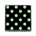 Polka Dots - Celadon Green on Black Memory Card Reader (Square)