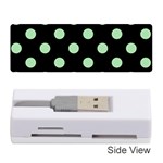 Polka Dots - Celadon Green on Black Memory Card Reader (Stick)