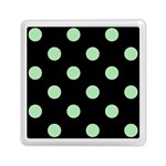 Polka Dots - Celadon Green on Black Memory Card Reader with Storage (Square)