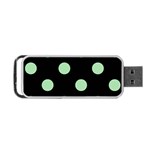 Polka Dots - Celadon Green on Black Portable USB Flash (One Side)