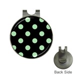 Polka Dots - Celadon Green on Black Golf Ball Marker Hat Clip