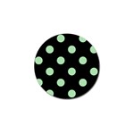 Polka Dots - Celadon Green on Black Golf Ball Marker