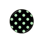 Polka Dots - Celadon Green on Black Hat Clip Ball Marker