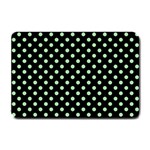 Polka Dots - Celadon Green on Black Small Doormat