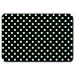 Polka Dots - Celadon Green on Black Large Doormat