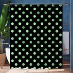 Polka Dots - Celadon Green on Black Shower Curtain 60  x 72  (Medium)