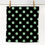 Polka Dots - Celadon Green on Black Face Towel