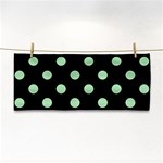 Polka Dots - Celadon Green on Black Hand Towel