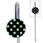 Polka Dots - Celadon Green on Black Book Mark