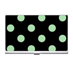 Polka Dots - Celadon Green on Black Business Card Holder