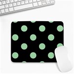 Polka Dots - Celadon Green on Black Small Mousepad