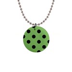 Polka Dots - Black on Dollar Bill Green 1  Button Necklace