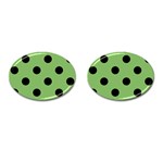 Polka Dots - Black on Dollar Bill Green Cufflinks (Oval)