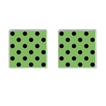 Polka Dots - Black on Dollar Bill Green Cufflinks (Square)