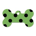 Polka Dots - Black on Dollar Bill Green Dog Tag Bone (One Side)