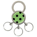 Polka Dots - Black on Dollar Bill Green 3-Ring Key Chain