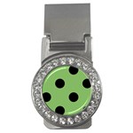 Polka Dots - Black on Dollar Bill Green Money Clip (CZ)