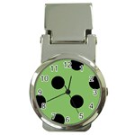 Polka Dots - Black on Dollar Bill Green Money Clip Watch