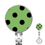 Polka Dots - Black on Dollar Bill Green Stainless Steel Nurses Watch