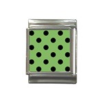 Polka Dots - Black on Dollar Bill Green Italian Charm (13mm)