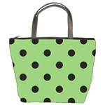 Polka Dots - Black on Dollar Bill Green Bucket Bag