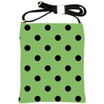 Polka Dots - Black on Dollar Bill Green Shoulder Sling Bag